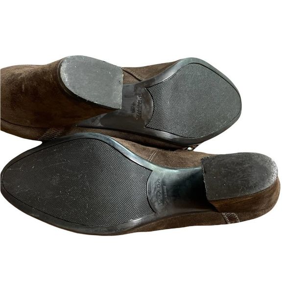 Prada Brown Suede Ankle Bootie 37 - Picture 7 of 9